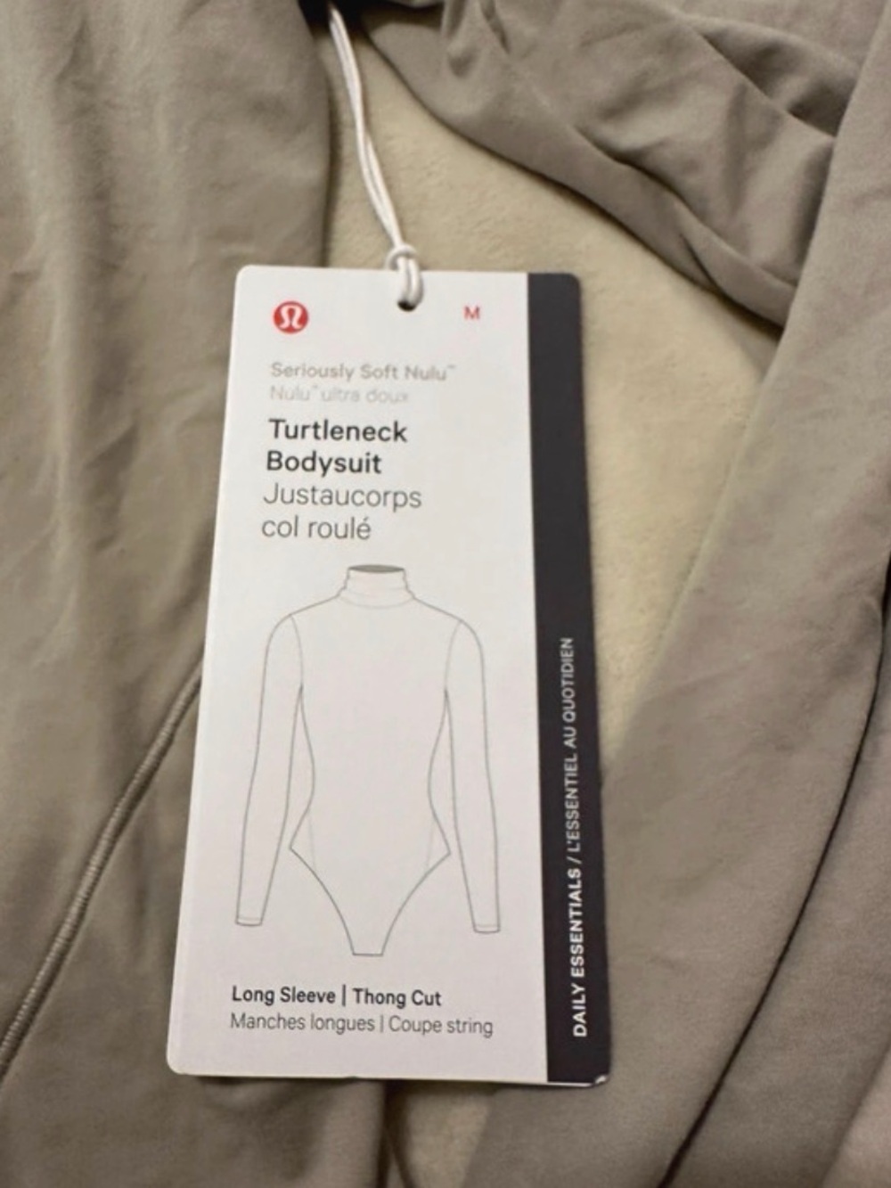NWT Lululemon Wundermost Nulu Turtleneck Bodysuit Riverstone Grey Beige Medium - Picture 9 of 9